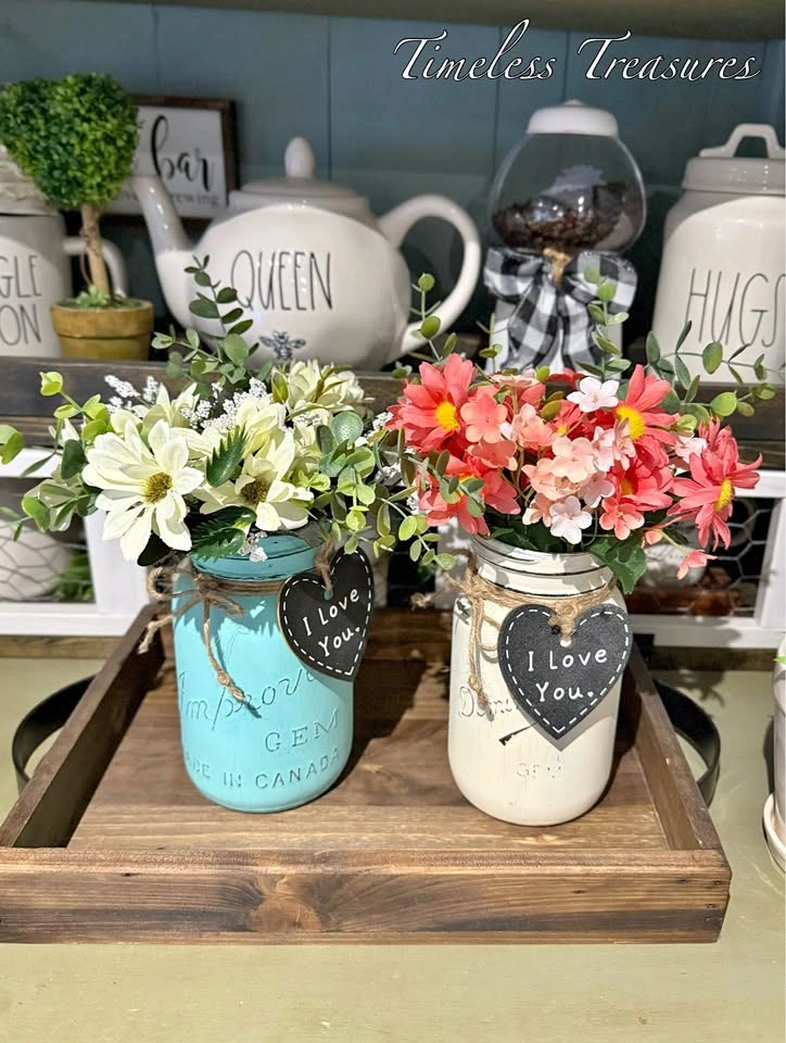 Set of 2 Mason Jar Floral Gift 🌸
