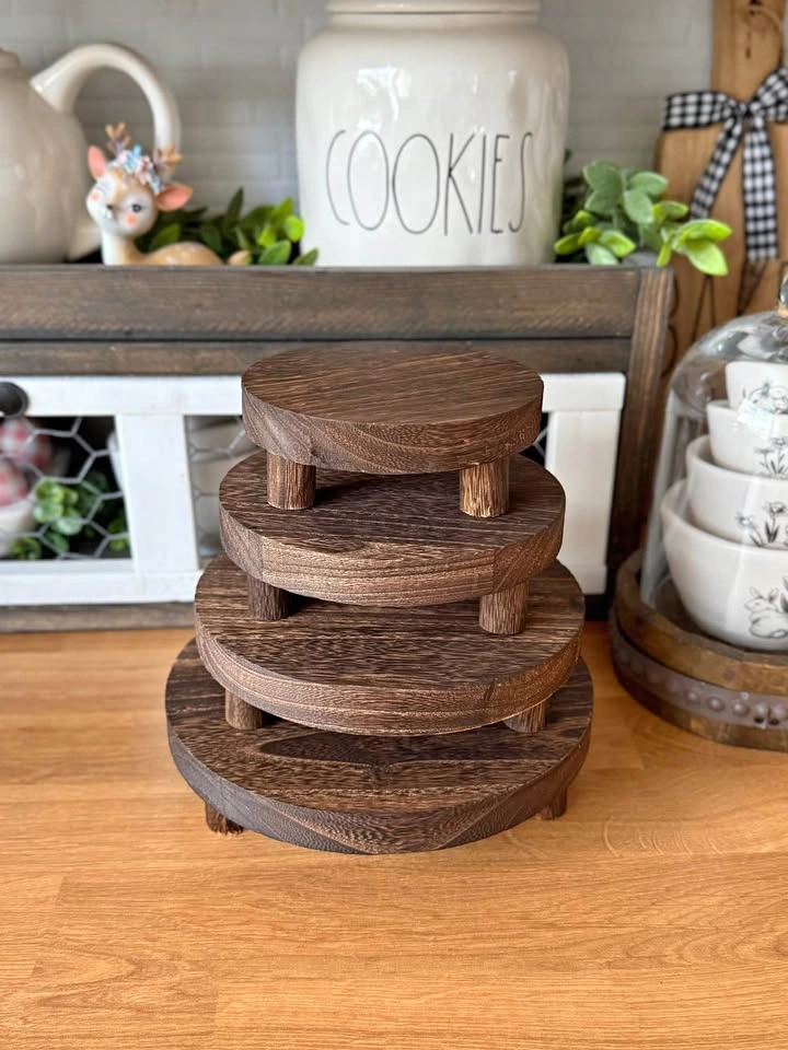 Set of 4 Rustic Wooden Risers