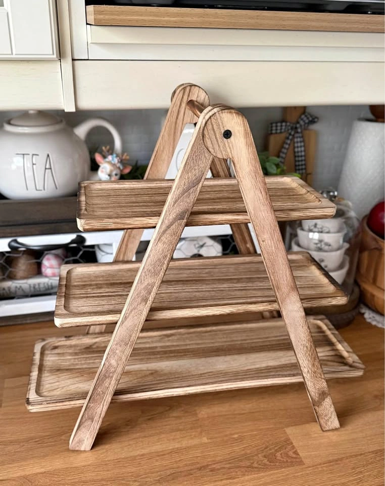 Rustic Wooden Tiered Serving Tray
