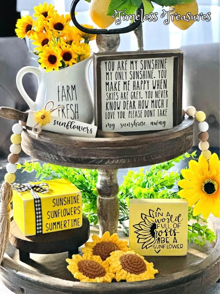 Sunflower Tiered Tray Decor - photo 2