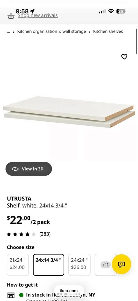 IKEA UTRUSTA White Shelves 24x14