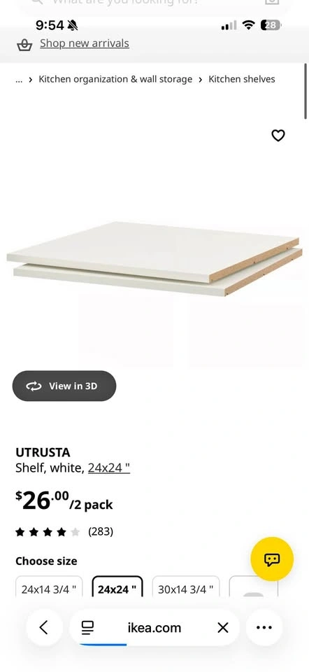 5x IKEA UTRUSTA Shelf, White, 24x24"