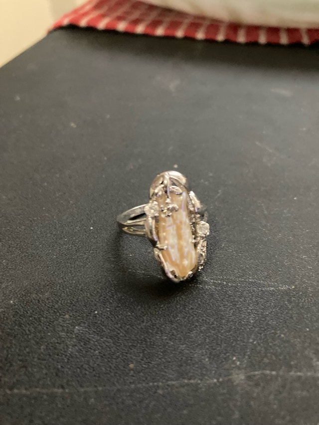 stamped white gold plated ring