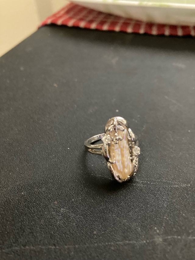 stamped white gold plated ring - photo 2