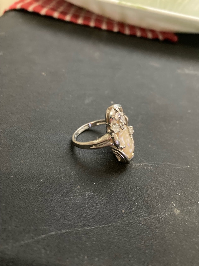 stamped white gold plated ring - photo 3