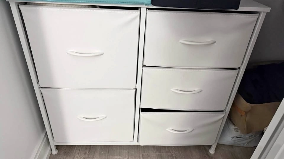 White 5-Drawer Fabric Storage Dresser