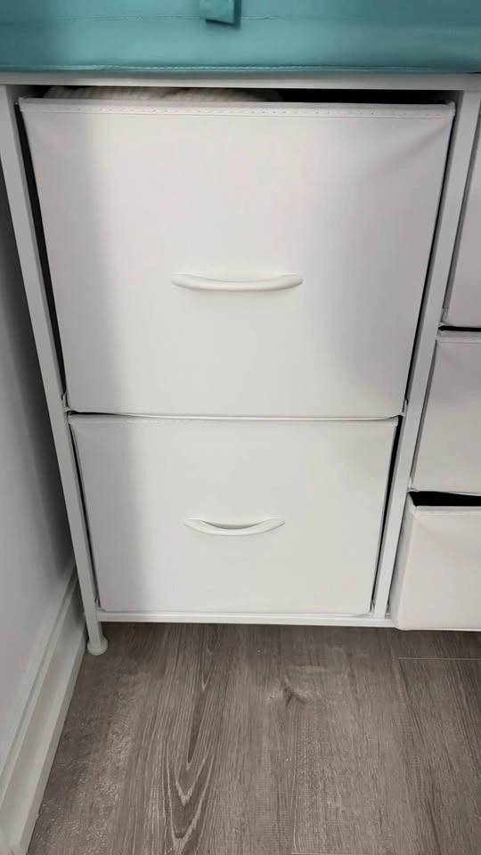 White 5-Drawer Fabric Storage Dresser - photo 2