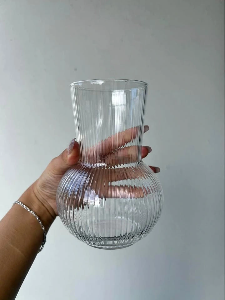 Ribbed Clear Glass Vase