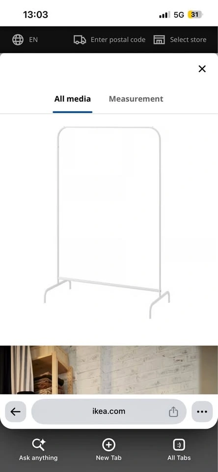 IKEA MULIG Clothes rack, white