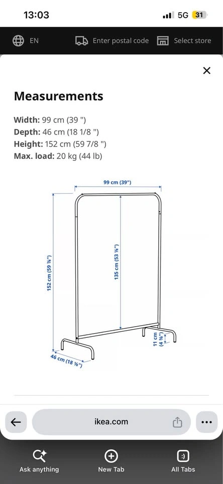 IKEA MULIG Clothes rack, white - photo 3