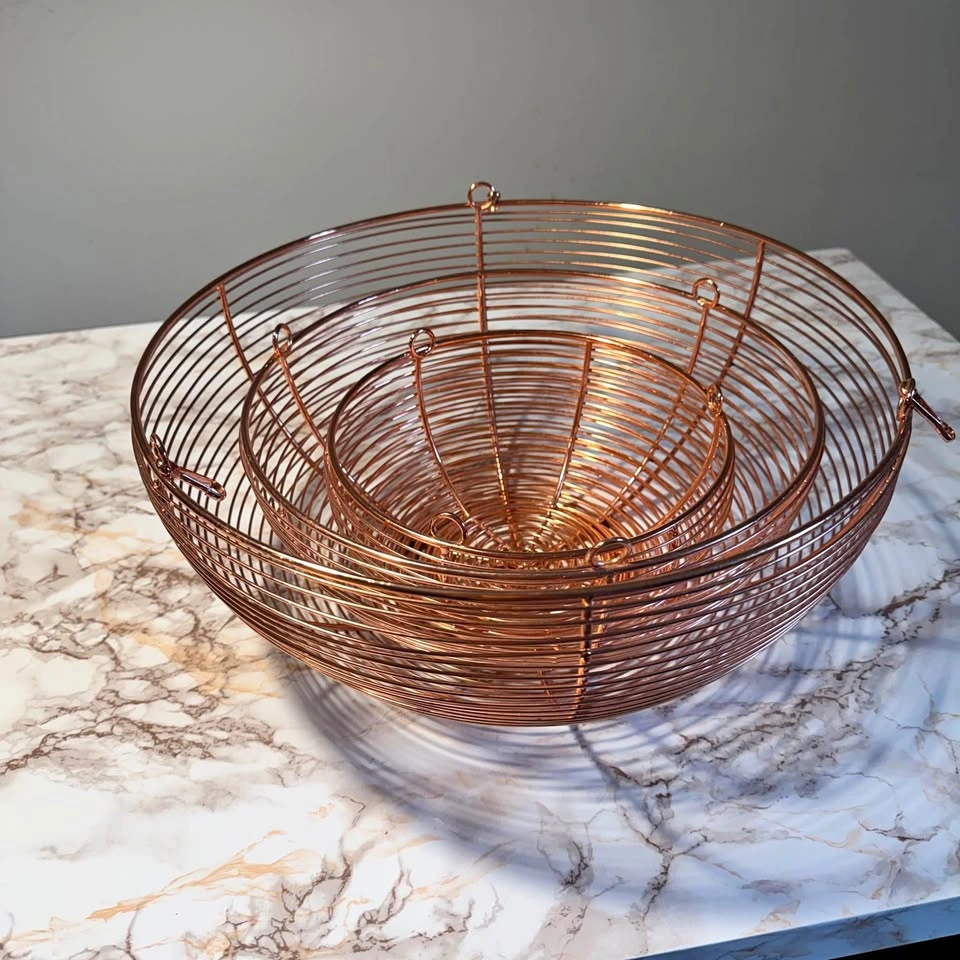 3 Piece Fruit Basket Set, Copper Finished