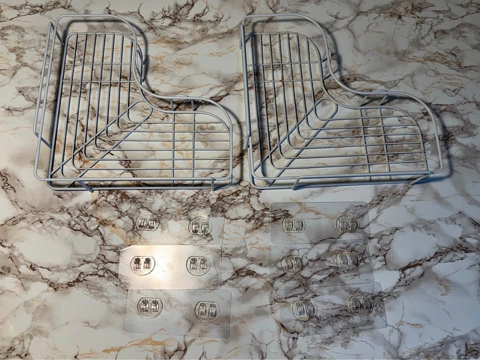 2-Piece White Metal Shower Caddy Set - No Drilling Required