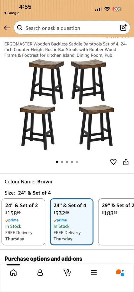 Set of 3 bar stools 25” - photo 5