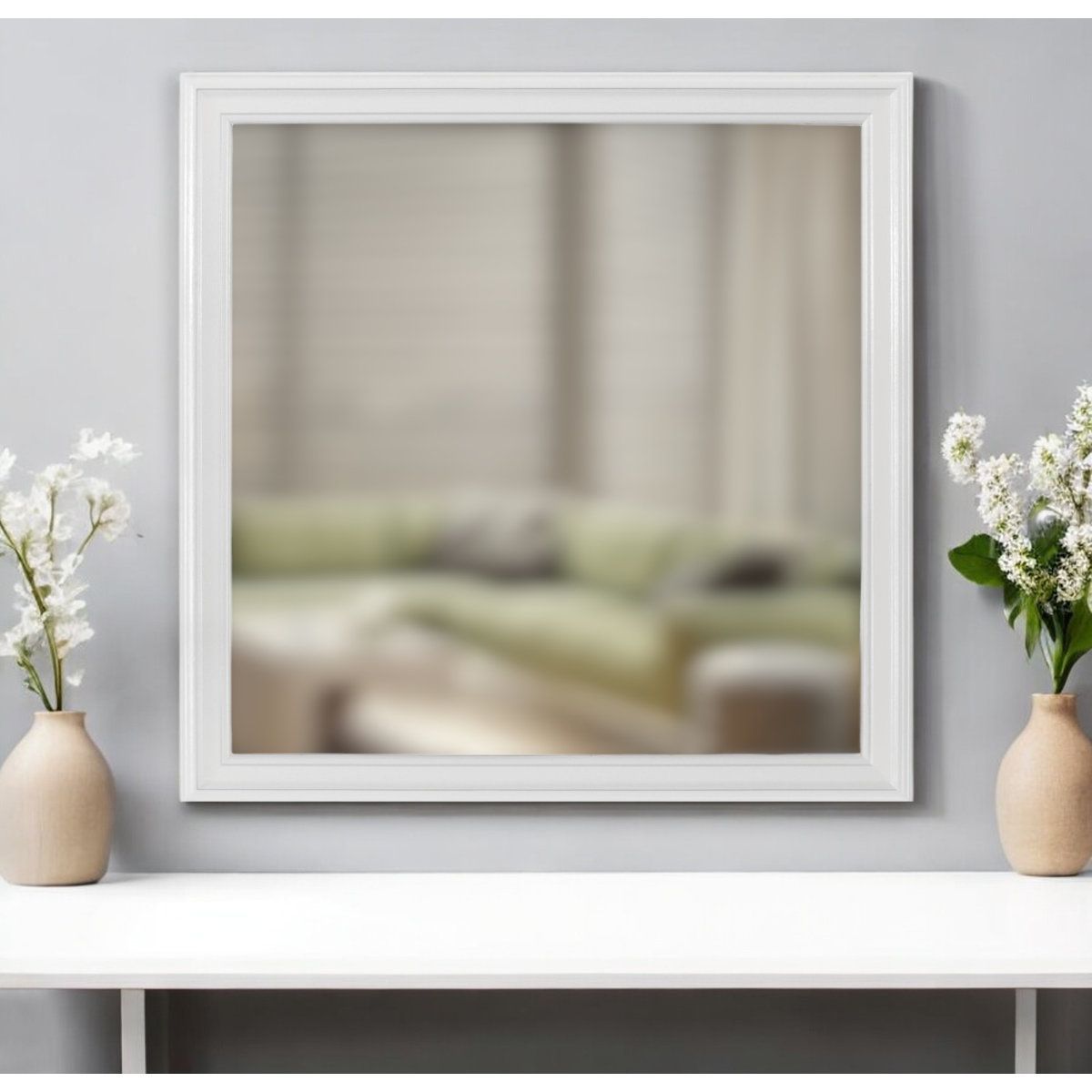 Big 2 Square Wall Mirrors with White Frame