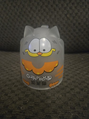 Rare Garfield Frosted Plastic Mug Wash Cup with Cat Tail Handle