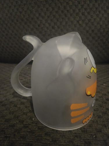 Rare Garfield Frosted Plastic Mug Wash Cup with Cat Tail Handle - photo 3