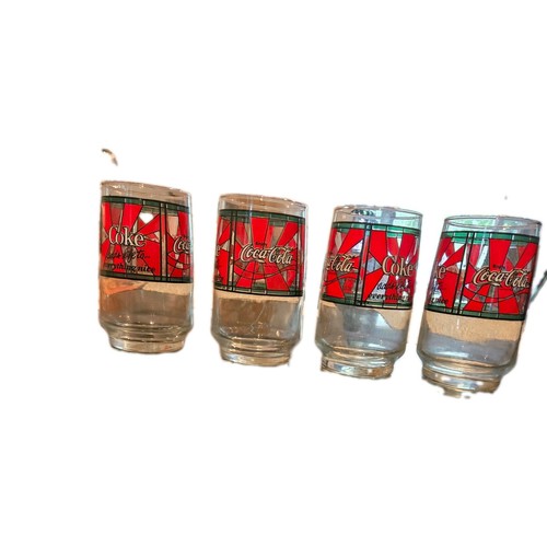 Vintage 1978 Coca-Cola Stained Glass Drinking Glasses Set of 4