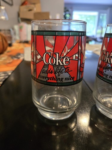 Vintage 1978 Coca-Cola Stained Glass Drinking Glasses Set of 4 - photo 2