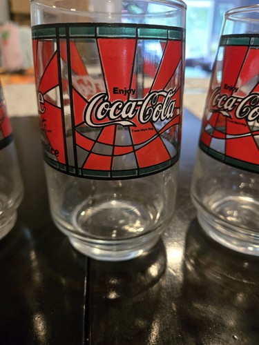 Vintage 1978 Coca-Cola Stained Glass Drinking Glasses Set of 4 - photo 3