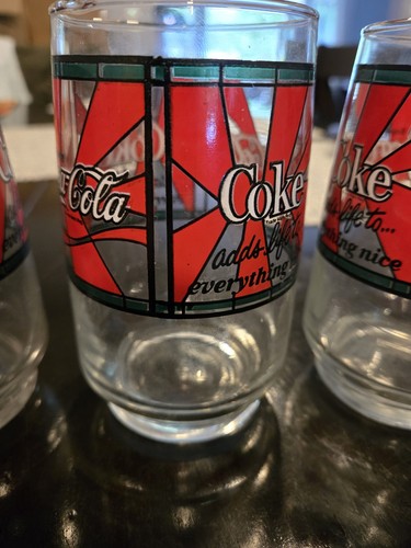 Vintage 1978 Coca-Cola Stained Glass Drinking Glasses Set of 4 - photo 4
