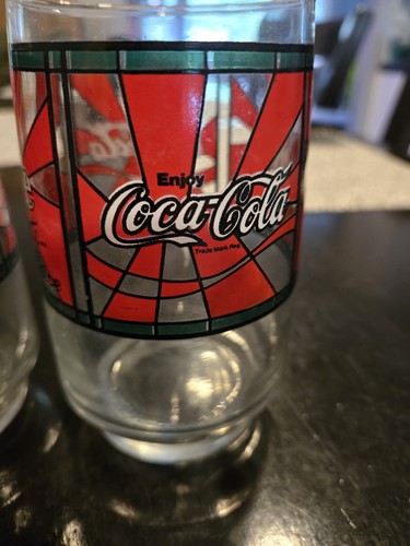 Vintage 1978 Coca-Cola Stained Glass Drinking Glasses Set of 4 - photo 5
