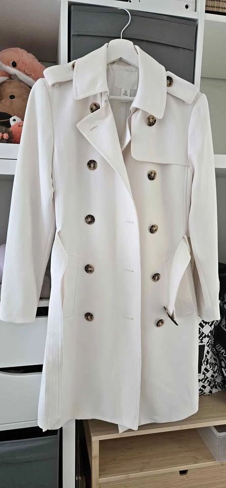 H&M Double-Breasted Trench Coat - Cream