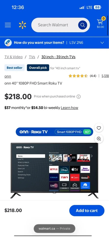 onn. 40" 1080P FHD Smart Roku TV - photo 3
