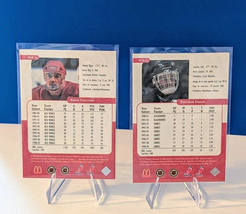 Steve Yzerman & Dominik Hasek 1999-00 Upper Deck McDonald's - photo 2