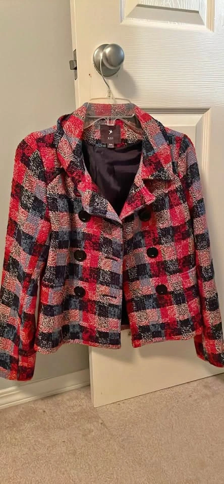 XXI Plaid Double-Breasted Jacket Size S