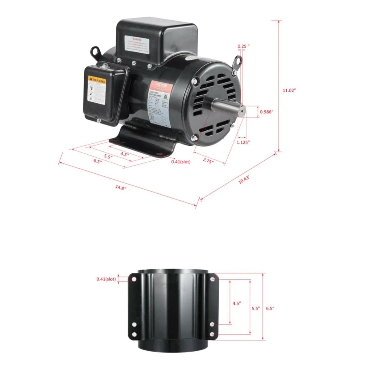 VEVOR 5HP Air Compressor Electric Motor 230V 3450RPM - photo 5