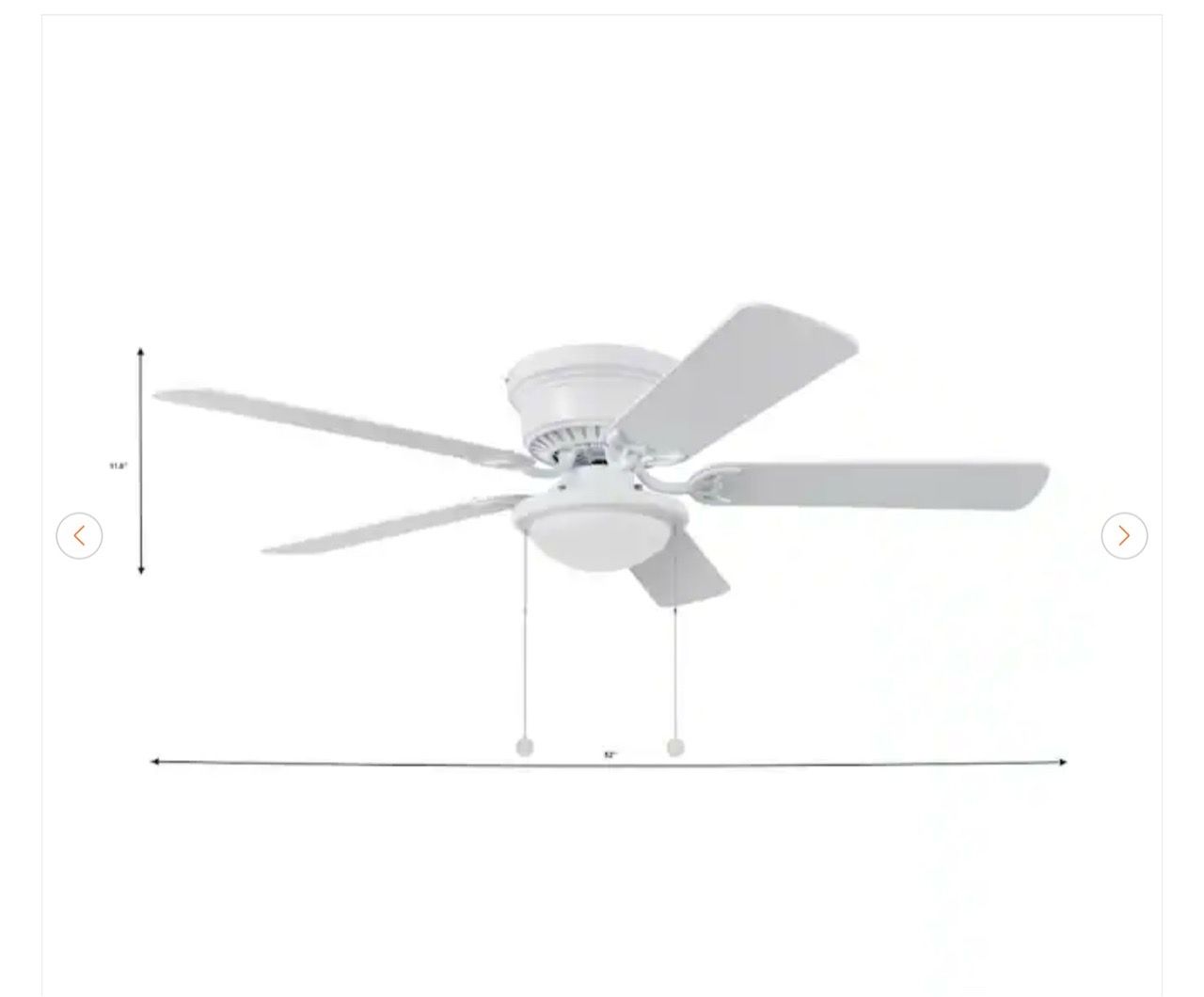Hampton Bay Hugger 52 in. LED Indoor White Ceiling Fan - New - photo 5