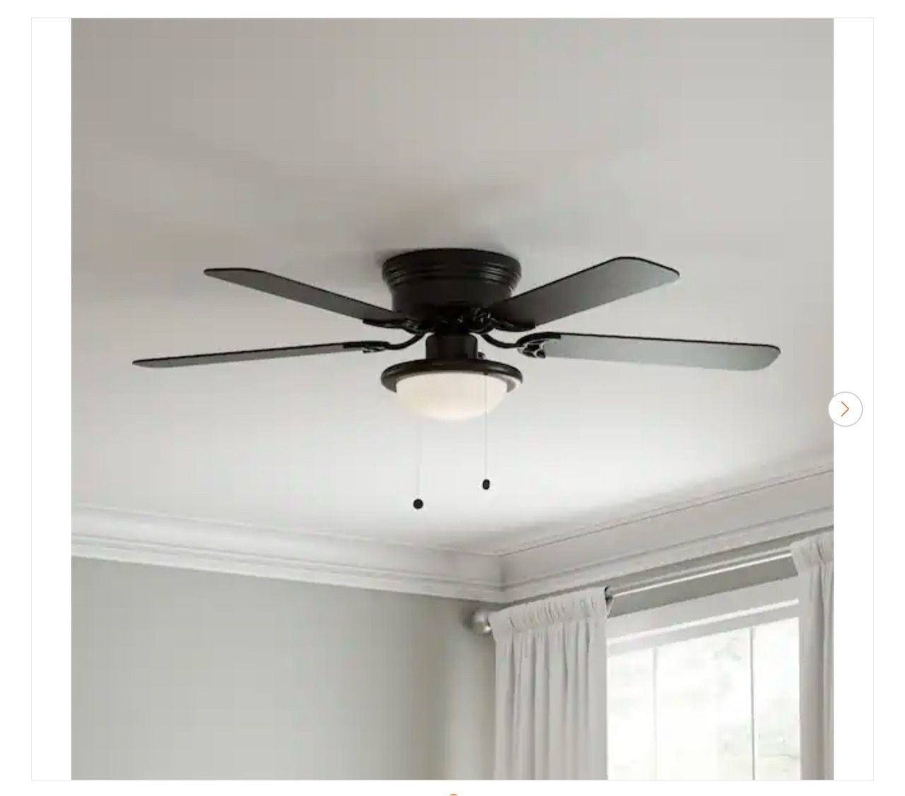 Hampton Bay Hugger 52 in. LED Indoor Black Ceiling Fan