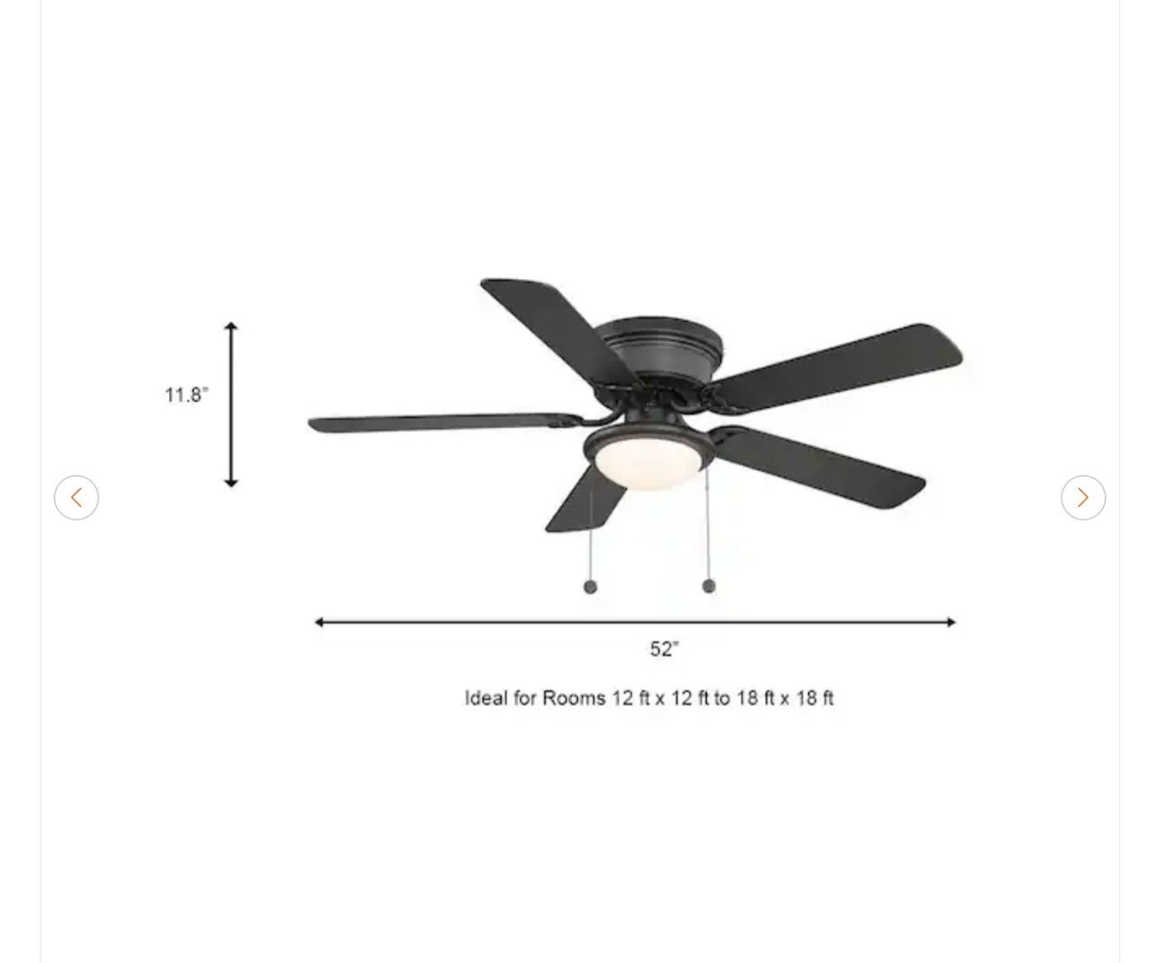 Hampton Bay Hugger 52 in. LED Indoor Black Ceiling Fan - photo 2