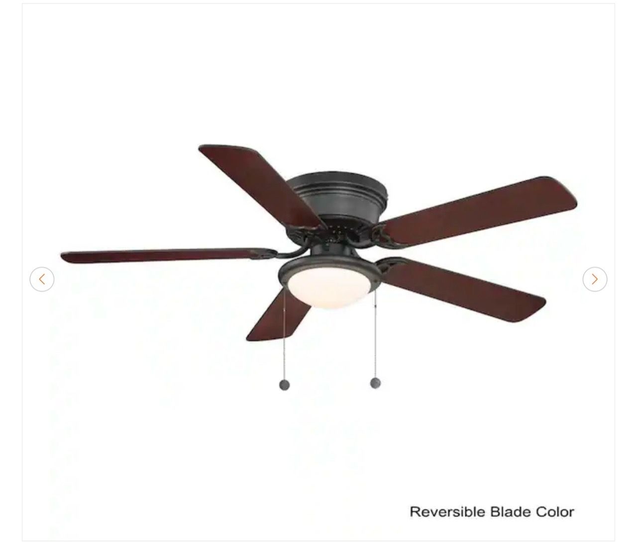Hampton Bay Hugger 52 in. LED Indoor Black Ceiling Fan - photo 4
