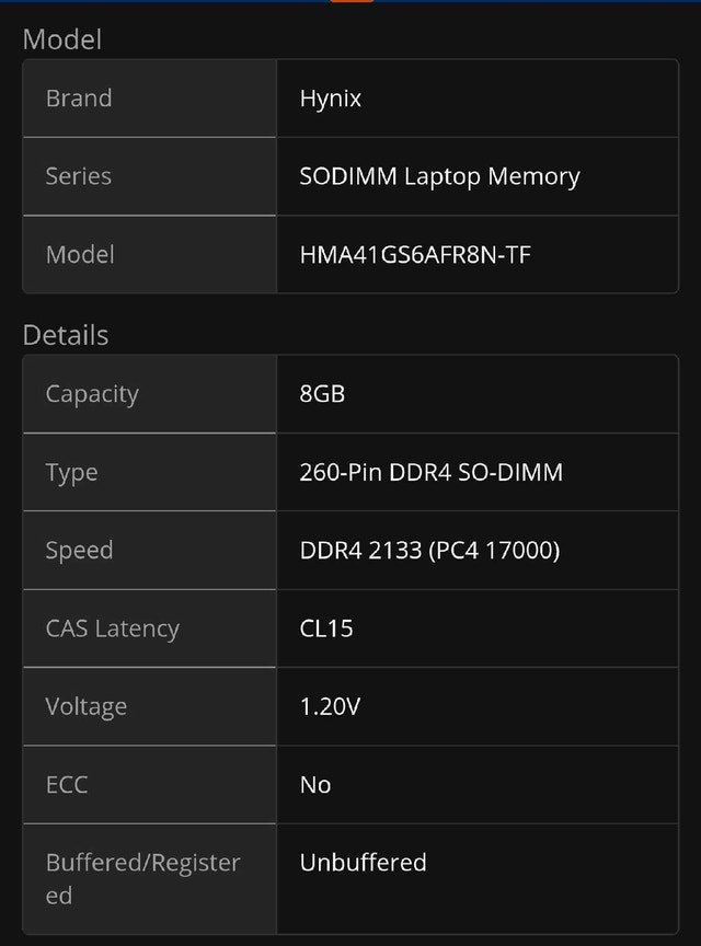 SK Hynix 8GB DDR4 2133MHz Laptop RAM - photo 2