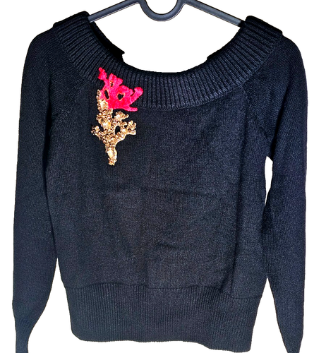 Alexander McQueen 100% Cashmere Embroidered Sweater Black L NWT