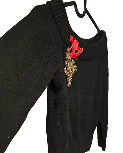 Alexander McQueen 100% Cashmere Embroidered Sweater Black L NWT - photo 5