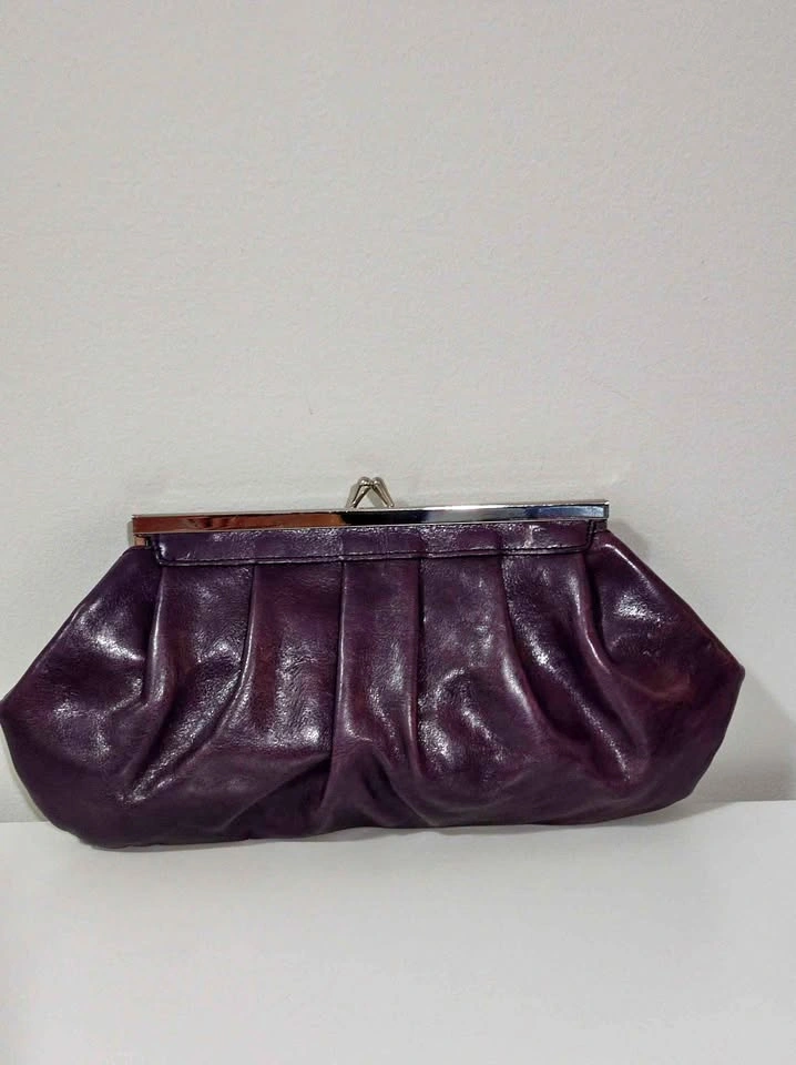 Vintage Danier 100% Leather Deep Purple Clutch Purse