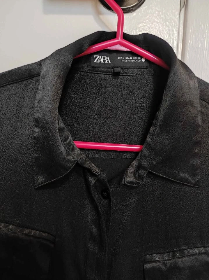 Zara Black Satin-Finish Shirt - photo 3