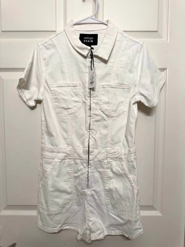 White denim romper