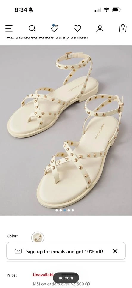 Sandals white with gold studs
