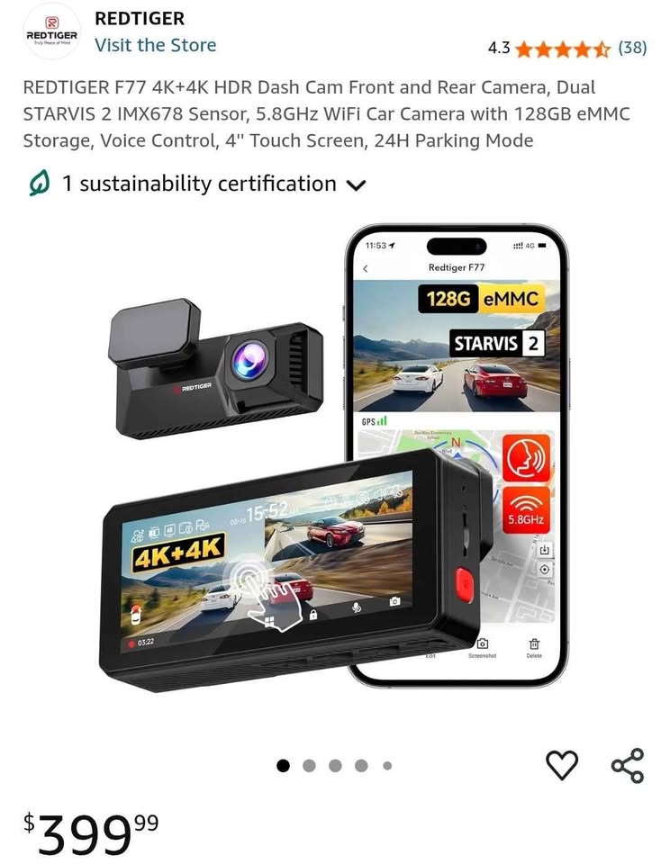 Red Tigger F77 Dual 4k Dashcam - photo 2