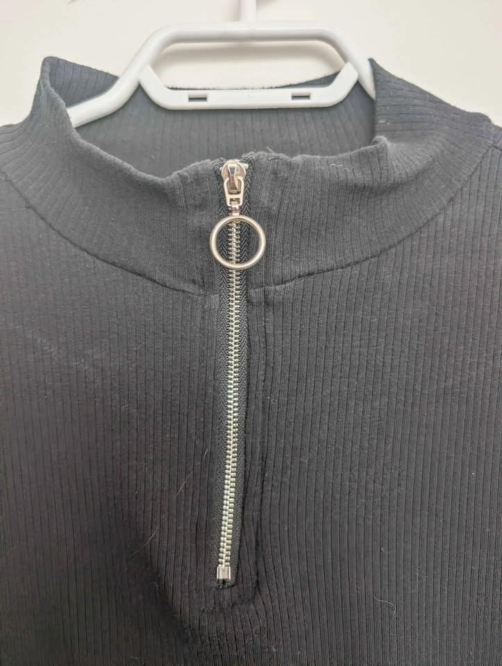 Ribbed Quarter-Zip Long Sleeve Dress Size L - photo 4