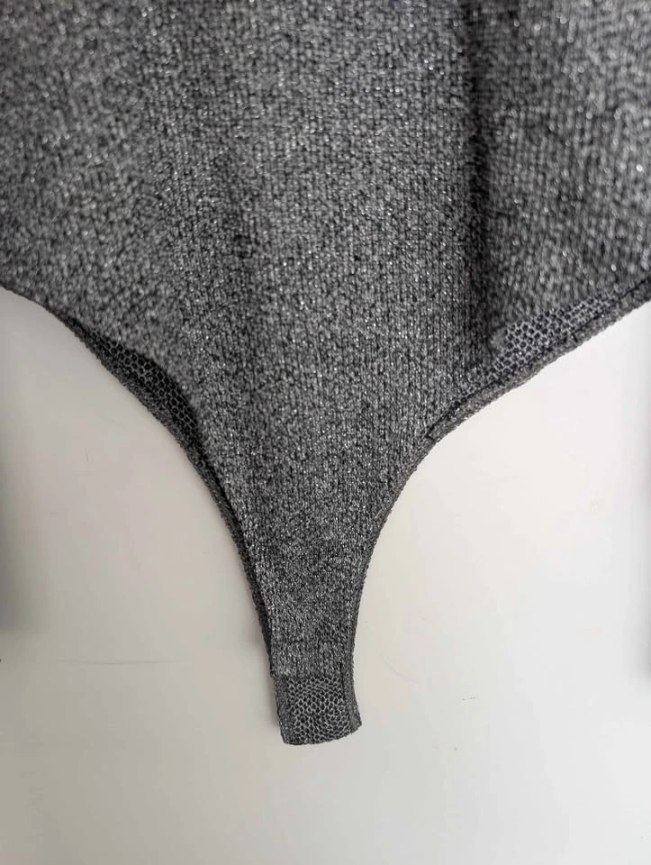Grey Shimmery Long Sleeve Bodysuit Fits like size Small / Medium - photo 2