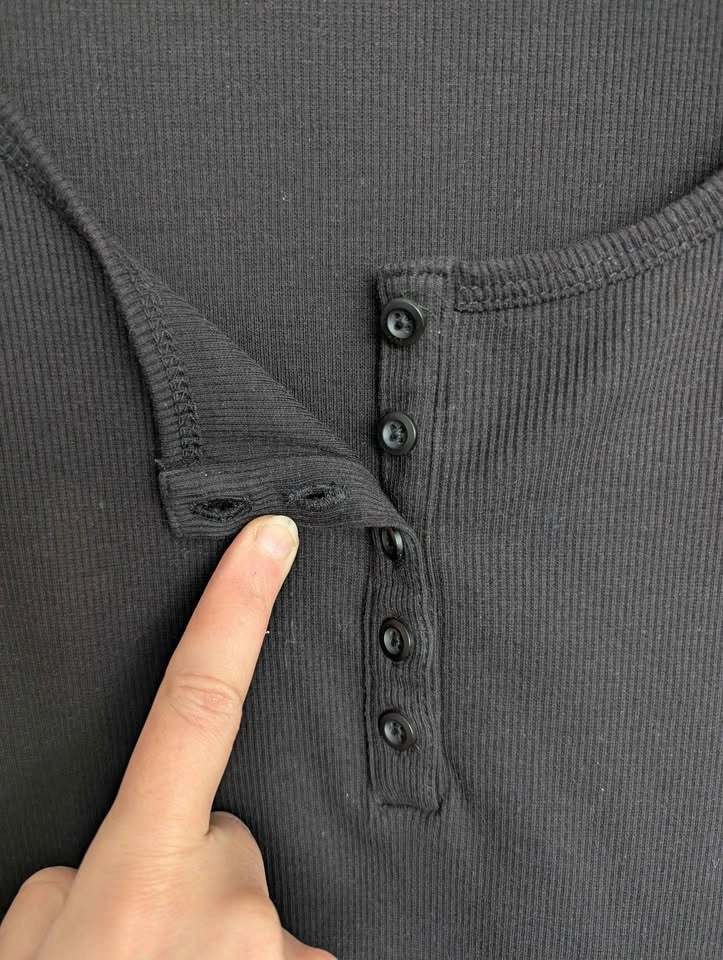 Black Ribbed Henley Dress Size Small - photo 2