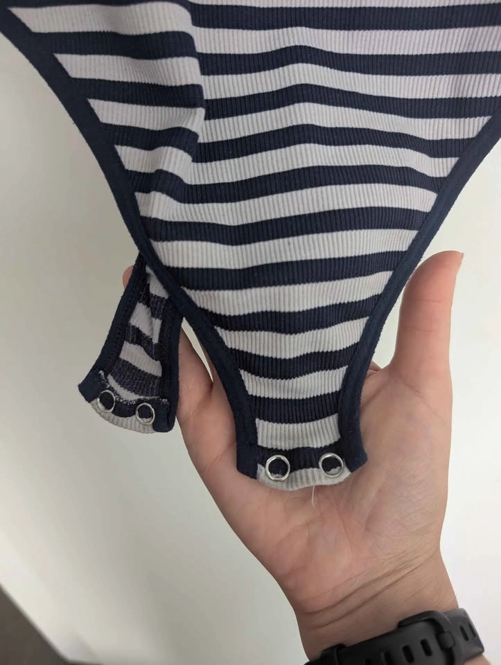 Striped Sleeveless Mock Neck Bodysuit - photo 3