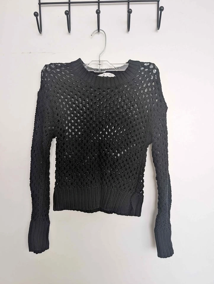 Bluenotes Black Open Knit Sweater Size XS
