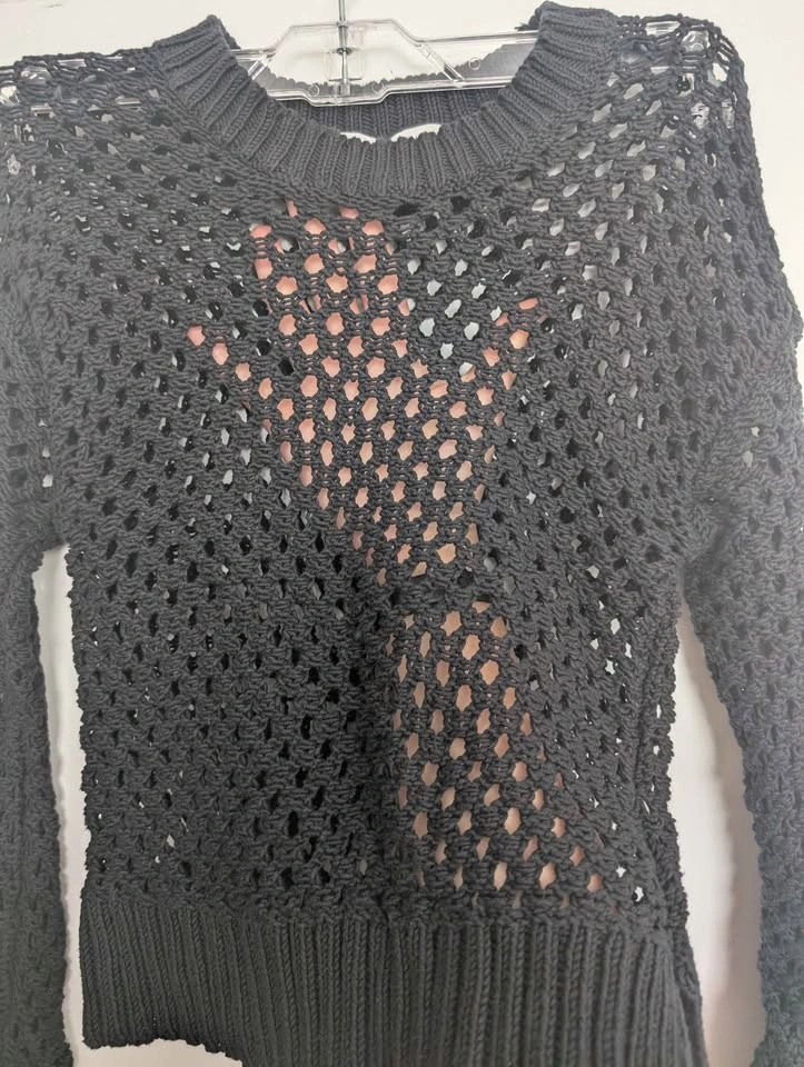 Bluenotes Black Open Knit Sweater Size XS - photo 3