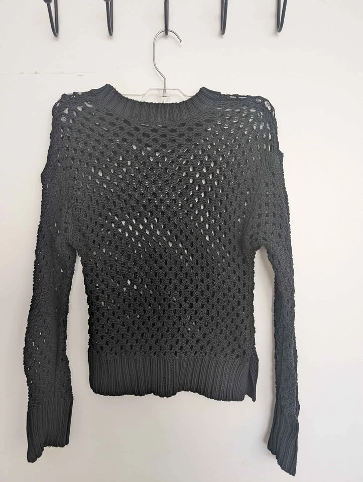 Bluenotes Black Open Knit Sweater Size XS - photo 4