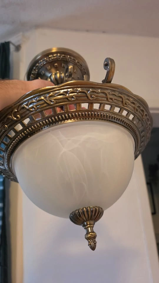 Vintage-Style Antique Brass Flush Mount Ceiling Light - photo 2